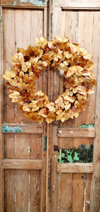 Old Maple Leaves 28"  Fall Wreath Aged Dried Leaves Decor