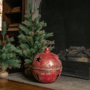 Jumbo Oversized Rustic Red Sleigh Jingle Bell ~ Extra Large 15.75"