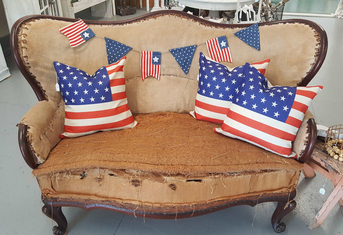 Deconstructed Antique Settee Original Burlap/Linen | Vintage Character