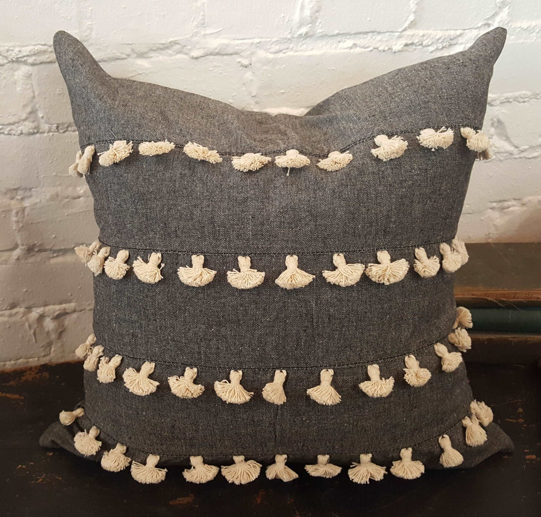 Gray Tassel Pillow | Vintage Character