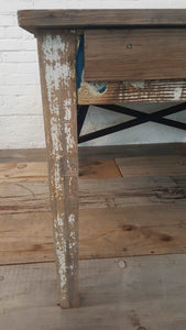 Antique Farmhouse Coffee Table Chippy White/Yellow | Vintage Character