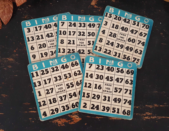 Antique Bingo Cards Blue/White | Vintage Character