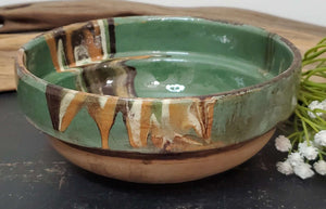 Hungarian Cottage Crafted Small Green Bowl | Vintage Character