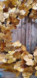 Old Maple Leaves 28"  Fall Wreath Aged Dried Leaves Decor | Vintage Character