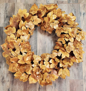 Old Maple Leaves 28"  Fall Wreath Aged Dried Leaves Decor | Vintage Character