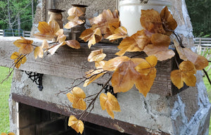 Old Maple Leaves 48" Stem/Spray/Branch Fall Bundle of 7 Aged Dried Leaves | Vintage Character