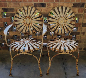 Antique Original Francois Carre Sunburst Garden Chairs~Free Shipping~