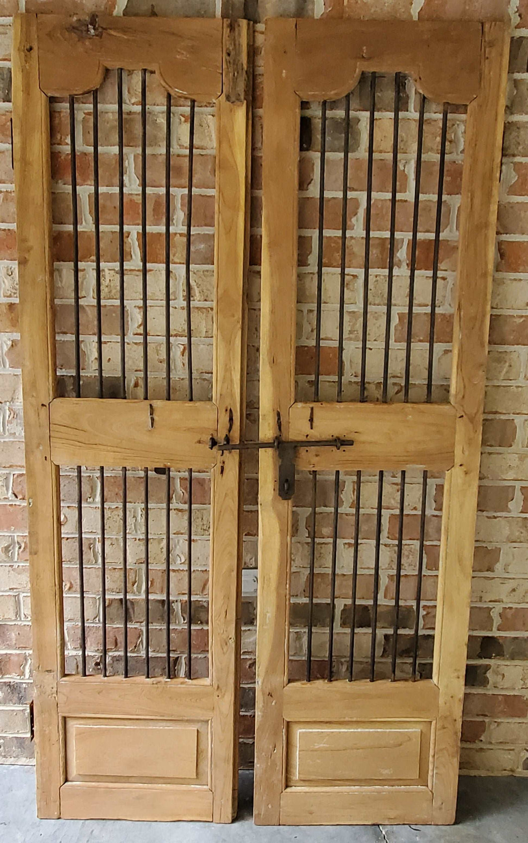 Antique Pair of Bleached Security Wooden Indian Doors ~Ships Free