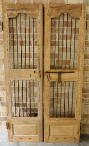 Antique Pair of Bleached Security Wooden Indian Doors ~Ships Free