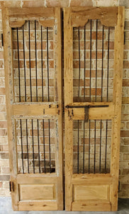 Antique Pair of Bleached Security Wooden Indian Doors ~Ships Free