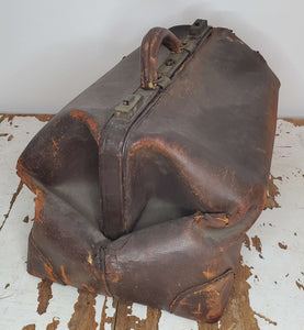Antique Brown Leather Medical Bag | Vintage Character