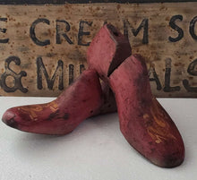 Load image into Gallery viewer, Antique Wooden Shoe Mold Set of 2~Red