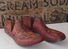 Load image into Gallery viewer, Antique Wooden Shoe Mold Set of 2~Red