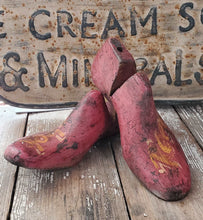 Load image into Gallery viewer, Antique Wooden Shoe Mold Set of 2~Red | Vintage Character
