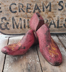 Antique Wooden Shoe Mold Set of 2~Red | Vintage Character