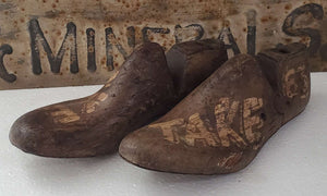 Antique Wooden Shoe Mold Set of 2~Brown