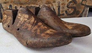 Antique Wooden Shoe Mold Set of 2~Brown