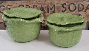 Antique Green Cabbage Bowl Set | Vintage Character