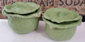Antique Green Cabbage Bowl Set | Vintage Character
