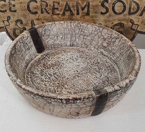 Antique White Wash Large Dough Bowl