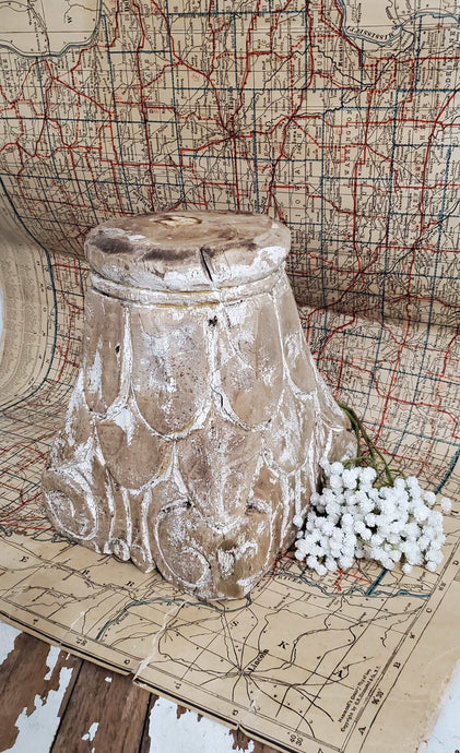 Antique Wood Pillar Base | Vintage Character