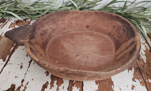 Antique X Large Round Wooden Dough Bowl | Vintage Character