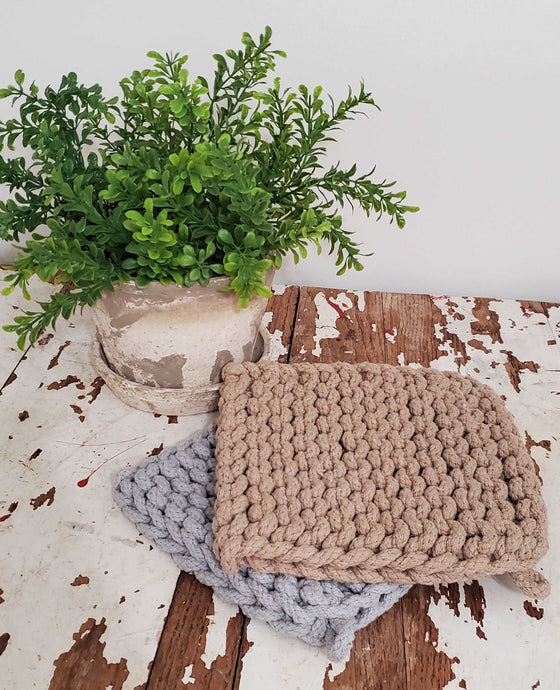 Hand Woven Crochet Pot Holder Set of 2 | Vintage Character