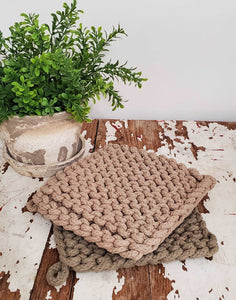 Hand Woven Crochet Pot Holder Set of 2 | Vintage Character