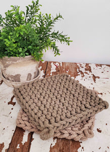 Hand Woven Crochet Pot Holder Set of 2 | Vintage Character