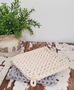 Hand Woven Crochet Pot Holder Set of 2 | Vintage Character