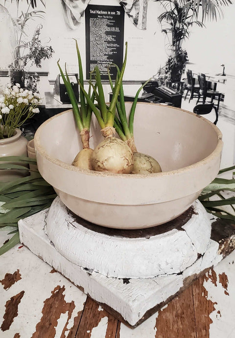 Antique Primitive Stoneware Mixing Bowl | Vintage Character