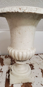 Antique 19th Century Cast Iron White Urn Planter | Vintage Character