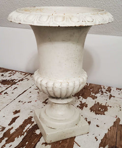 Antique 19th Century Cast Iron White Urn Planter | Vintage Character