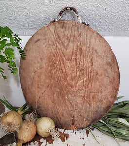 Authentic Antique Small Round Turkish Bread Board | Vintage Character