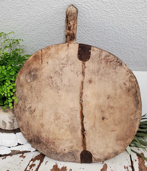 Authentic Antique Medium Round Turkish Bread Board | Vintage Character