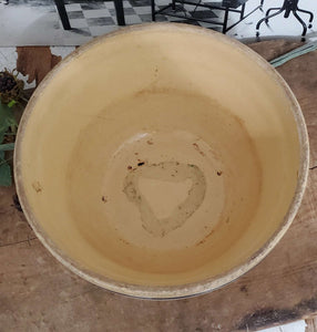 Antique Primitive Yellow Ware Blue Striped Mixing Bowl | Vintage Character