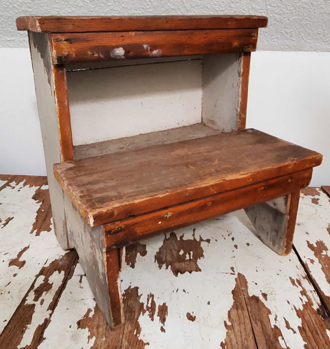 Antique 2 Step Stool Gray | Vintage Character