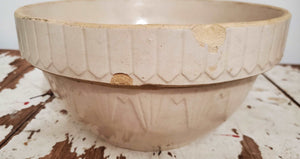 Antique Primitive Picket Fence Stoneware Mixing Bowl