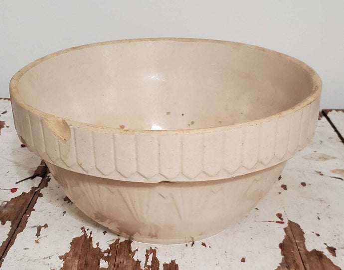 Antique Primitive Picket Fence Stoneware Mixing Bowl
