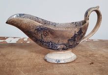 Load image into Gallery viewer, Antique Stained Oriental Blue/Cream Gravy Dish