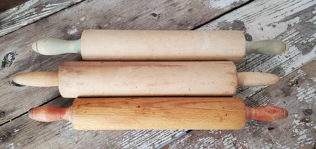 Antique Wooden Rolling Pins Bundle of 3