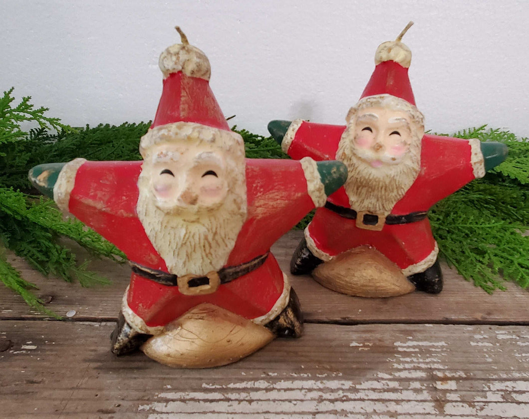 Antique Santa Candle set of 2