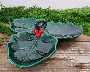 Vintage Ceramic Holly Berry Serving Tray