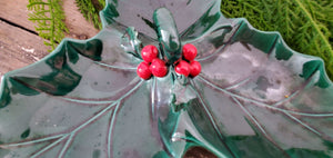 Vintage Ceramic Holly Berry Serving Tray