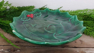 Vintage Ceramic Holly Berry Cake Stand