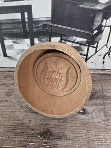 Antique Wood Round Butter Mold ~ Pineapple
