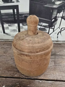 Antique Wood Round Butter Mold ~ Cow