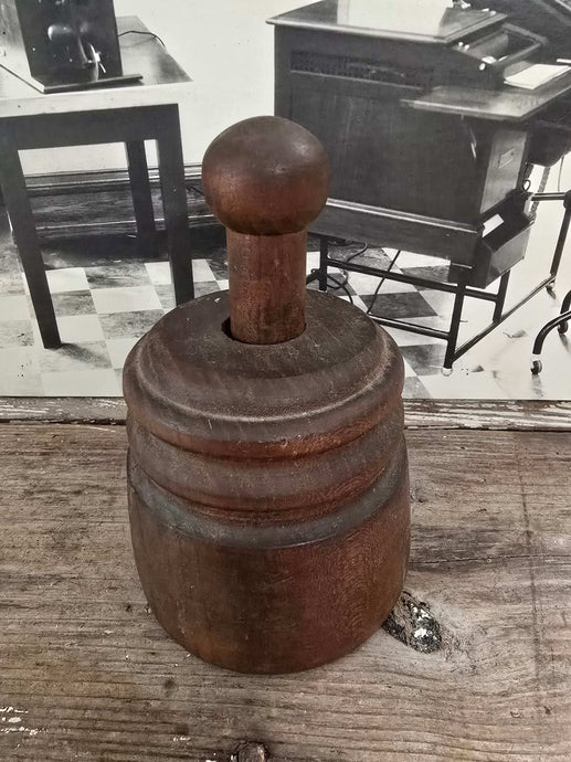 Antique Wood Round Butter Mold ~ Pineapple