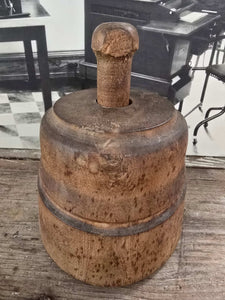 Antique Wood Round Butter Mold ~ Flower