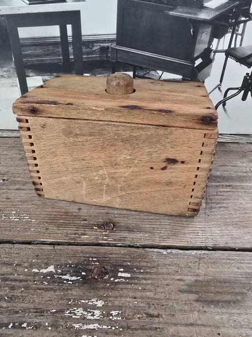 Antique Wood Square Butter Mold ~ Stars